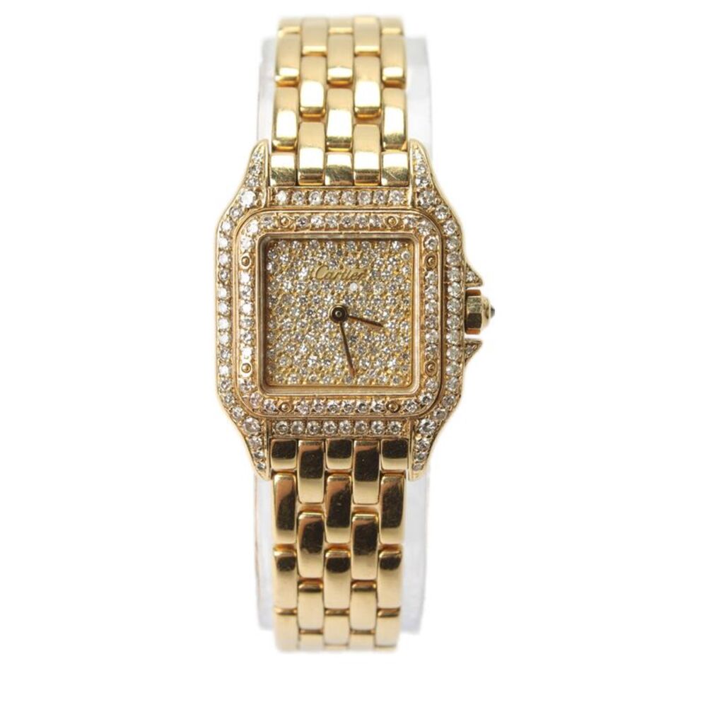 Cartier Womens Panthere Diamond Watch 18k Yellow Gold Quartz 70g